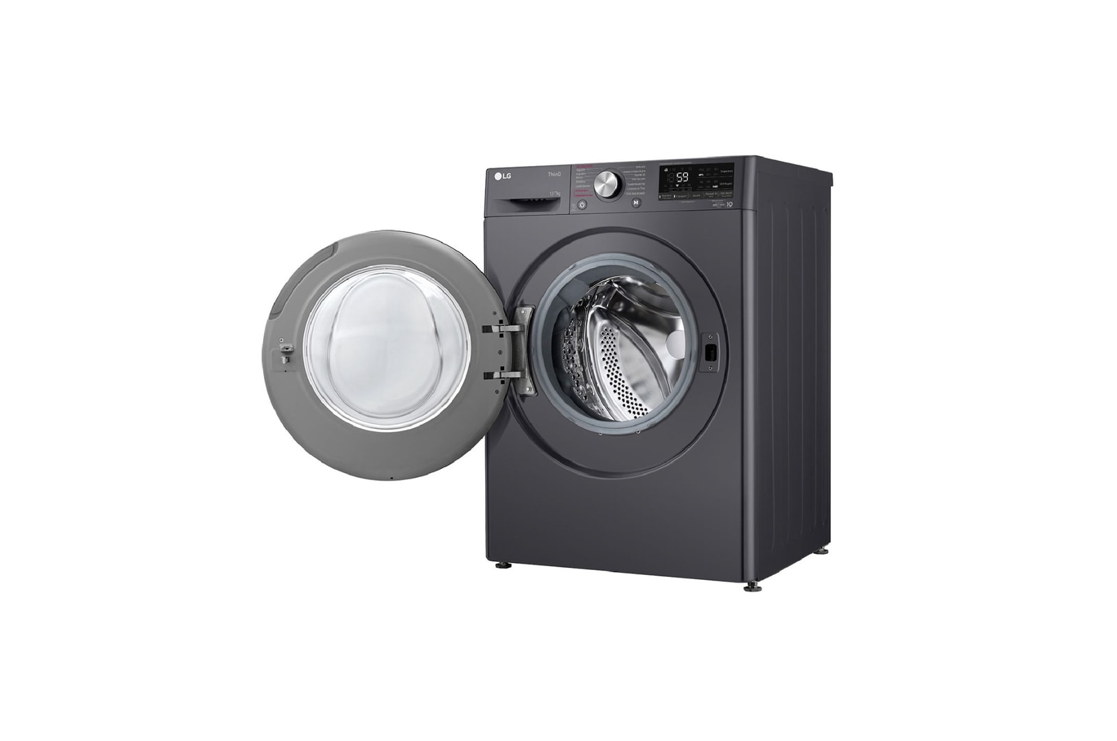 Lavadora LG wd12mvc5s6, vista lateral puerta abierta